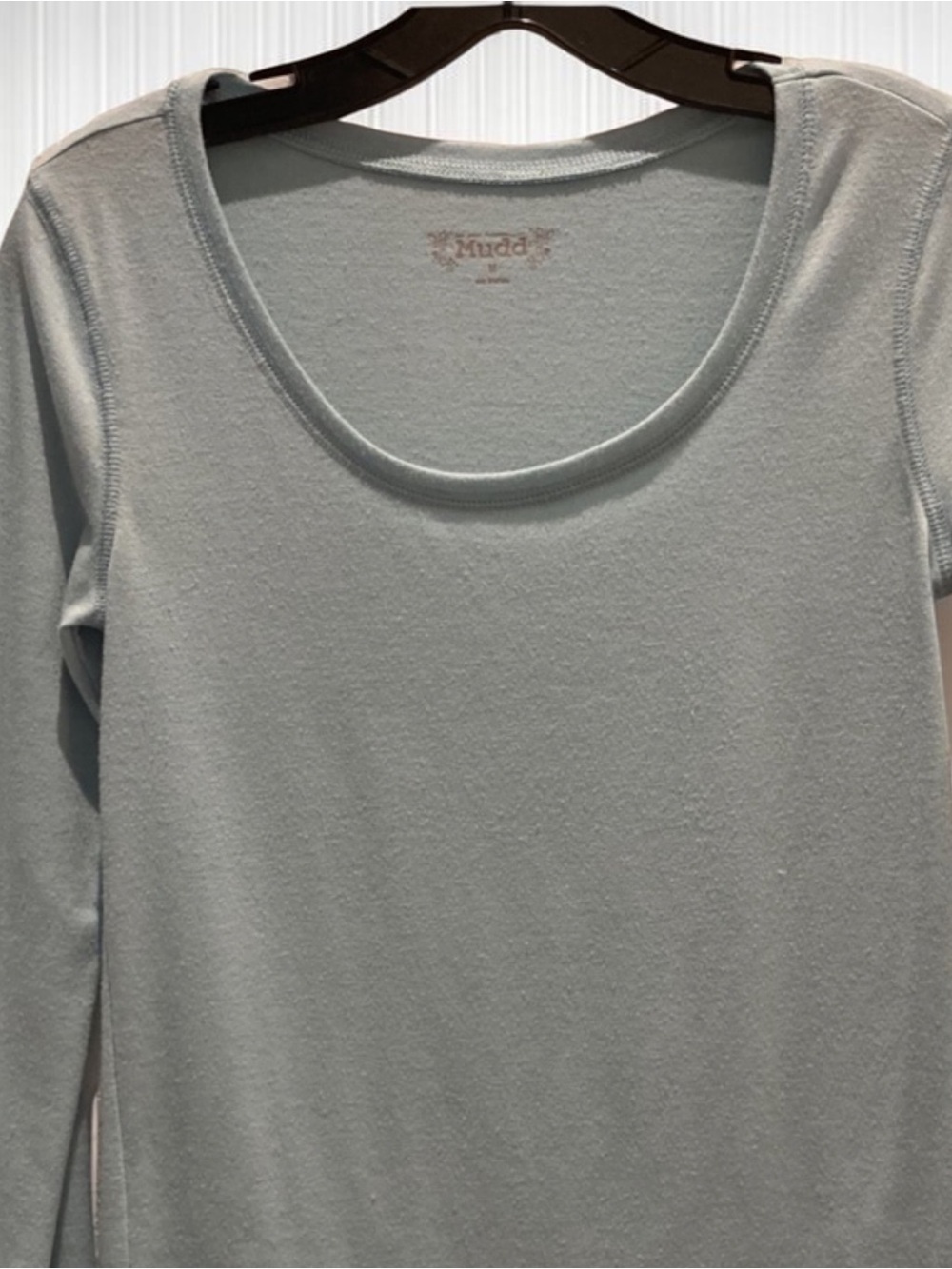 Mudd Women's Pale Blue Scoop Neck Long Sleeve Tee
